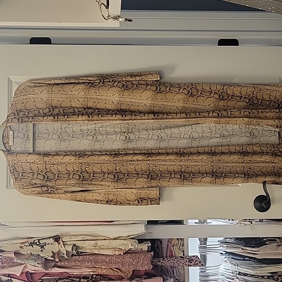 Python snake print duster cardigan with pockets - Picture 1 of 4